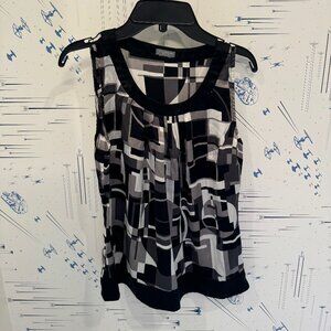 Ann Taylor Geometric Black and White Top (XSP)
